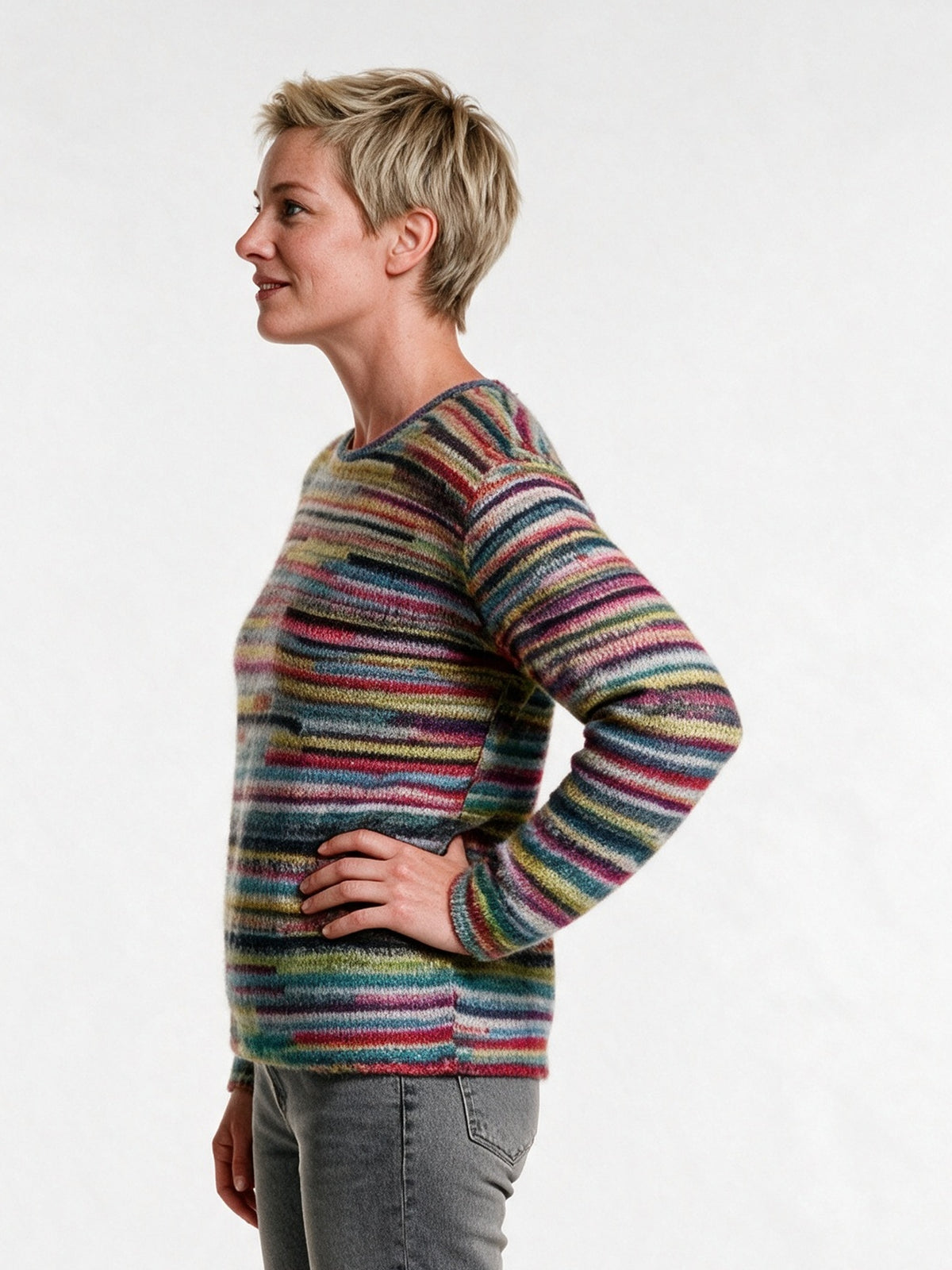 Ottoline - Women's Multicolour Stripe Crew Neck Sweater - view 2