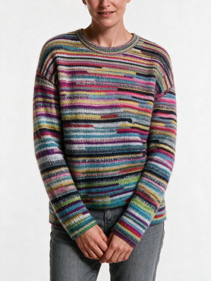Ottoline - Women's Multicolour Stripe Crew Neck Sweater - view 3
