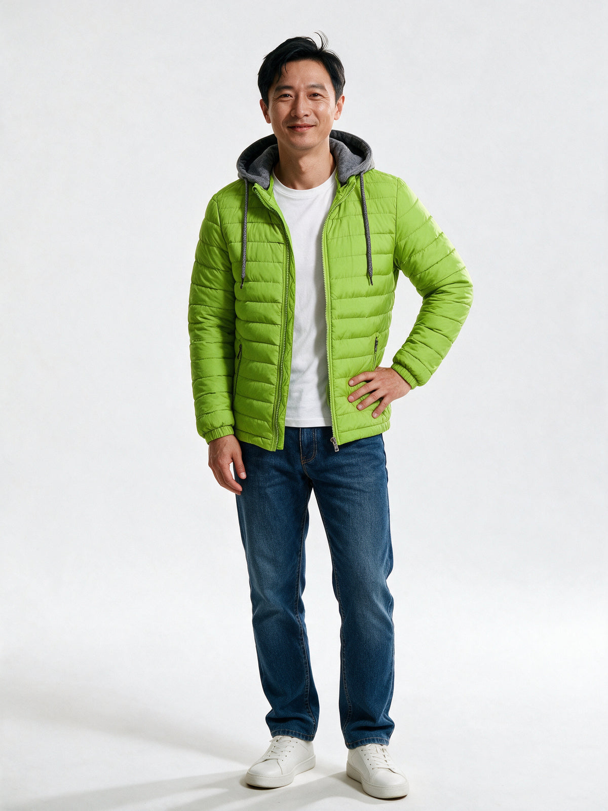 Owen - Men's Lightweight Quilted Hooded Puffer Jacket - Green