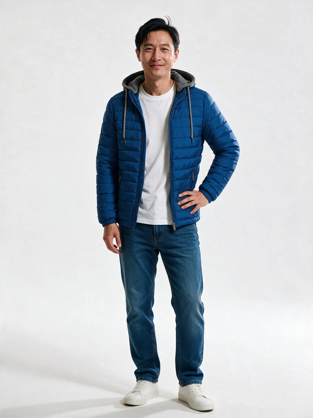Owen - Men's Lightweight Quilted Hooded Puffer Jacket - Royal Blue