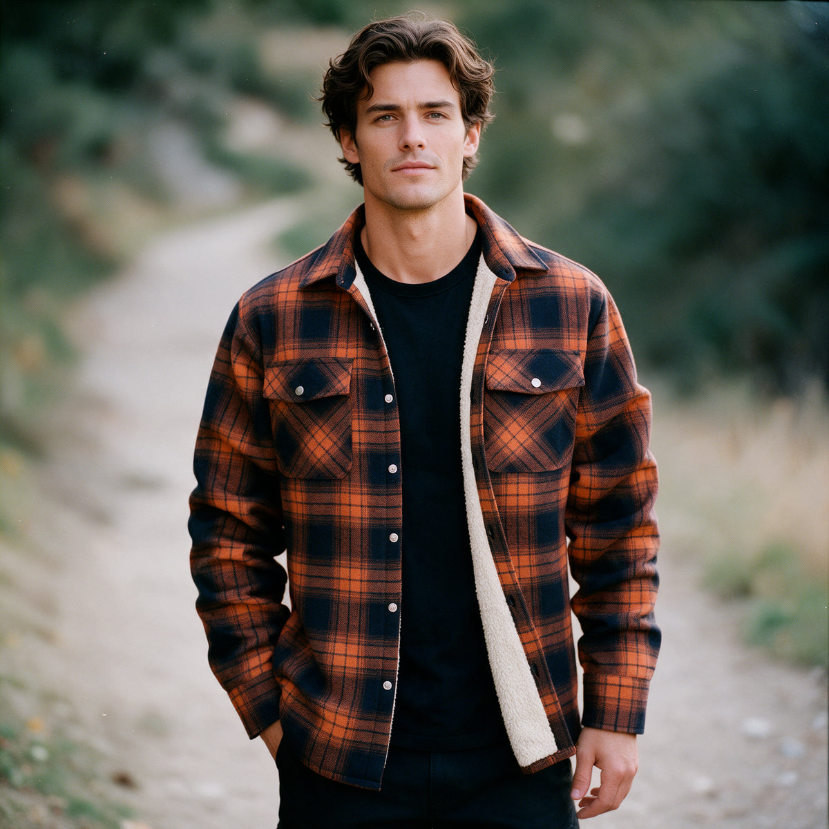 Patrick - Men's Sherpa-Lined Flannel Shirt Jacket