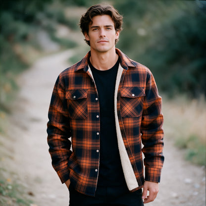 Patrick - Men's Sherpa-Lined Flannel Shirt Jacket