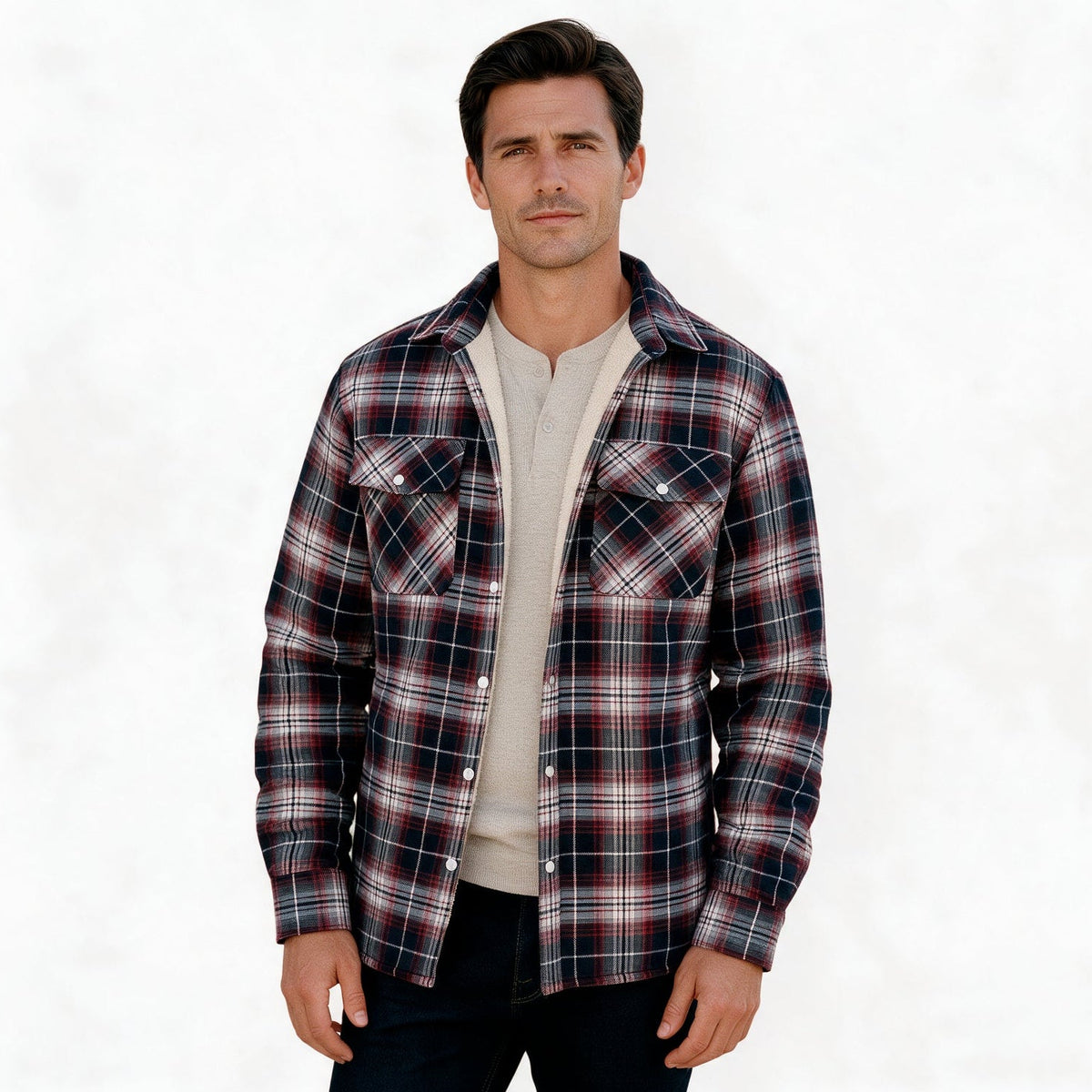 Patrick - Men's Sherpa-Lined Flannel Shirt Jacket