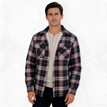 Patrick - Men's Sherpa-Lined Flannel Shirt Jacket