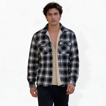 Patrick - Men's Sherpa-Lined Flannel Shirt Jacket