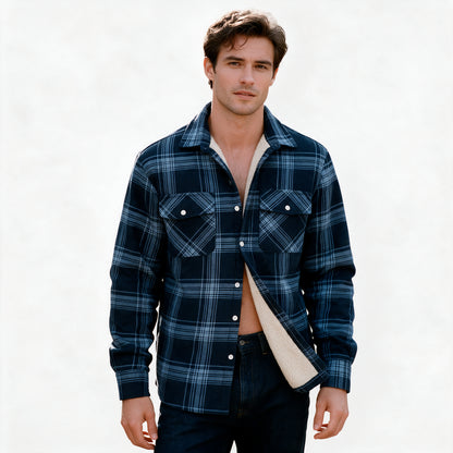 Patrick - Men's Sherpa-Lined Flannel Shirt Jacket