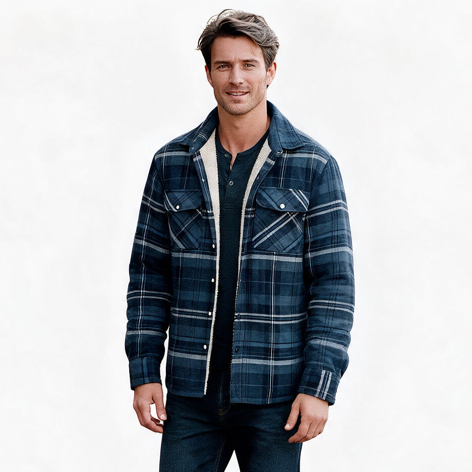 Patrick - Men's Sherpa-Lined Flannel Shirt Jacket