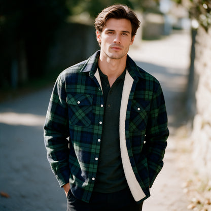 Patrick - Men's Sherpa-Lined Flannel Shirt Jacket