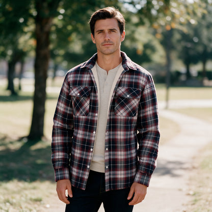 Patrick - Men's Sherpa-Lined Flannel Shirt Jacket