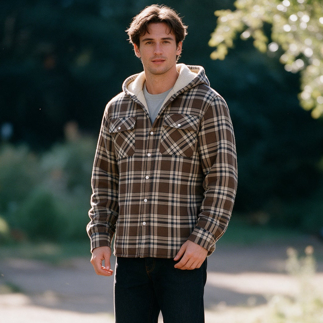 Patrick - Men's Sherpa-Lined Flannel Shirt Jacket