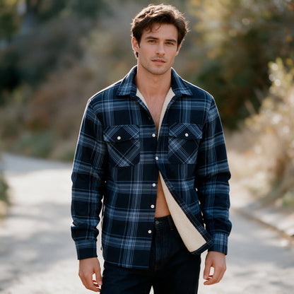 Patrick - Men's Sherpa-Lined Flannel Shirt Jacket