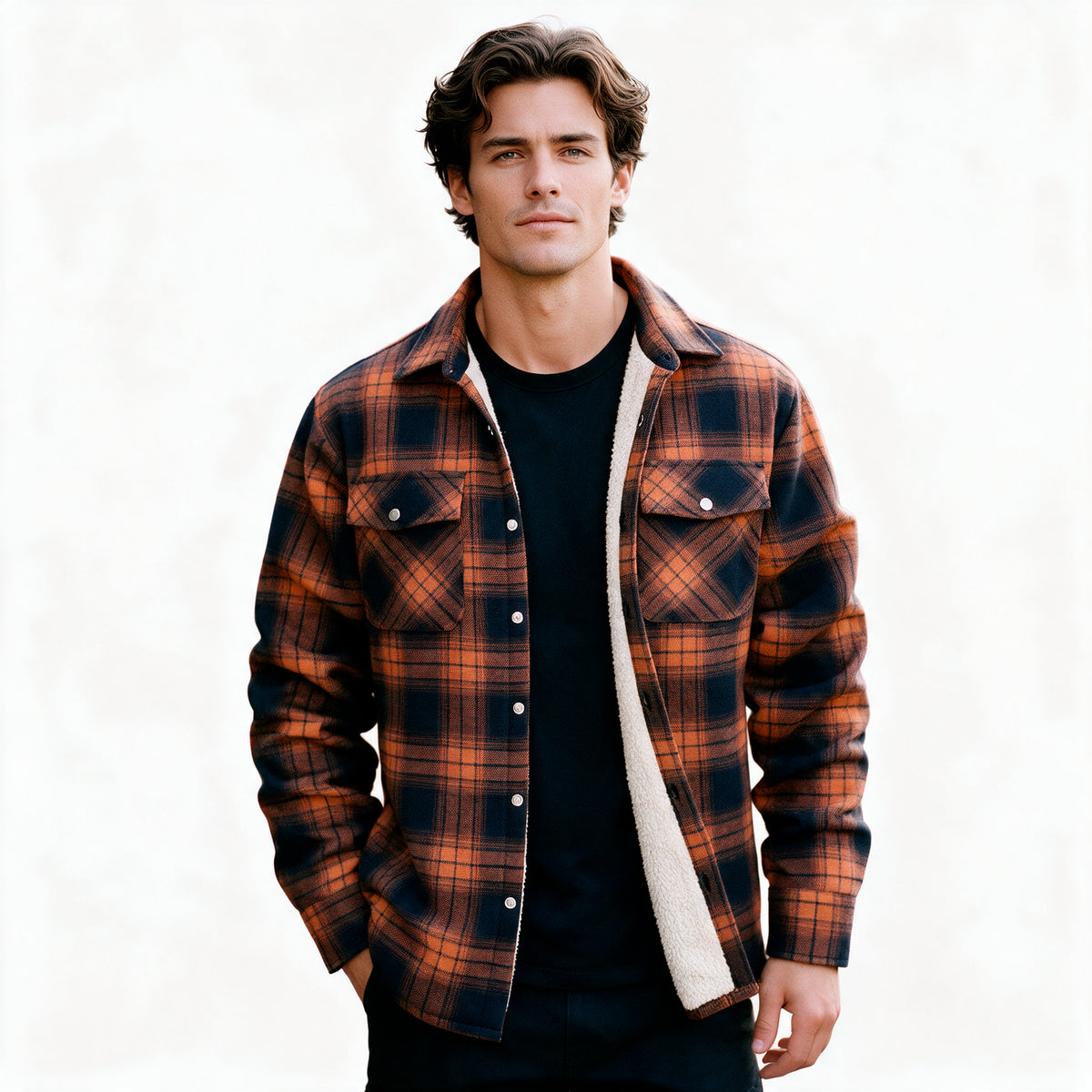 Patrick - Men's Sherpa-Lined Flannel Shirt Jacket
