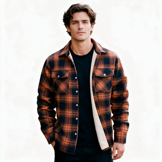Patrick - Men's Sherpa-Lined Flannel Shirt Jacket