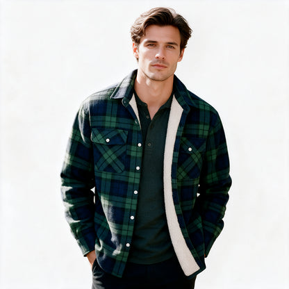 Patrick - Men's Sherpa-Lined Flannel Shirt Jacket