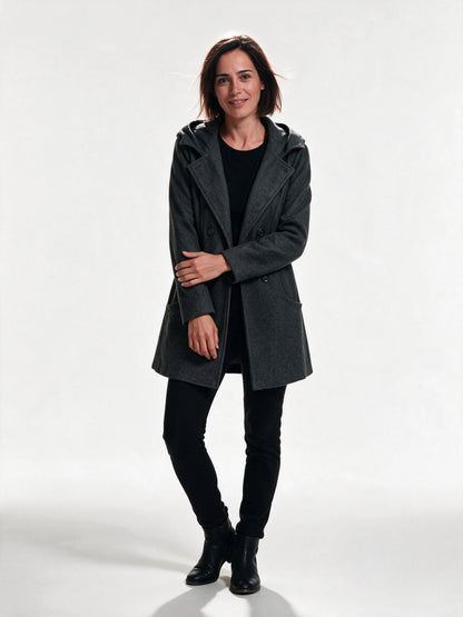 Penelope - Double-Breasted Lapel Coat with Patch Pockets - view 1