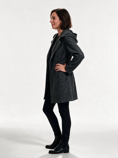 Penelope - Double-Breasted Lapel Coat with Patch Pockets - view 2