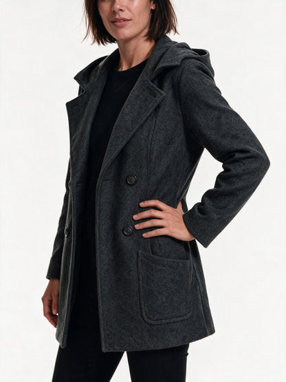 Penelope - Double-Breasted Lapel Coat with Patch Pockets - view 3