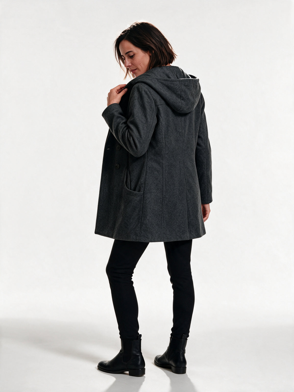 Penelope - Double-Breasted Lapel Coat with Patch Pockets - view 5