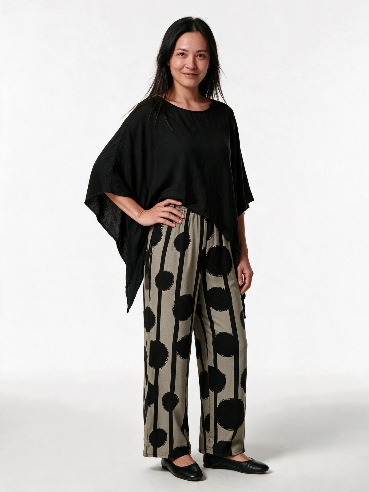 Perpetua - Women's Cape Top and Wide Leg Trouser Set - view 2
