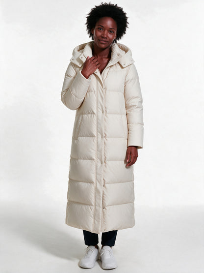 Peyton - Women's Maxi Hooded Quilted Puffer Coat - view 1