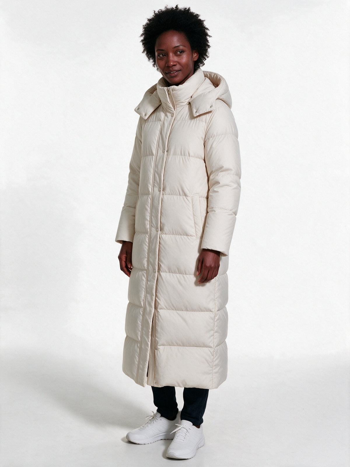 Peyton - Women's Maxi Hooded Quilted Puffer Coat - view 2