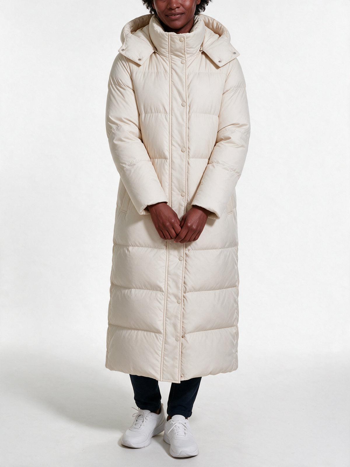 Peyton - Women's Maxi Hooded Quilted Puffer Coat - view 3