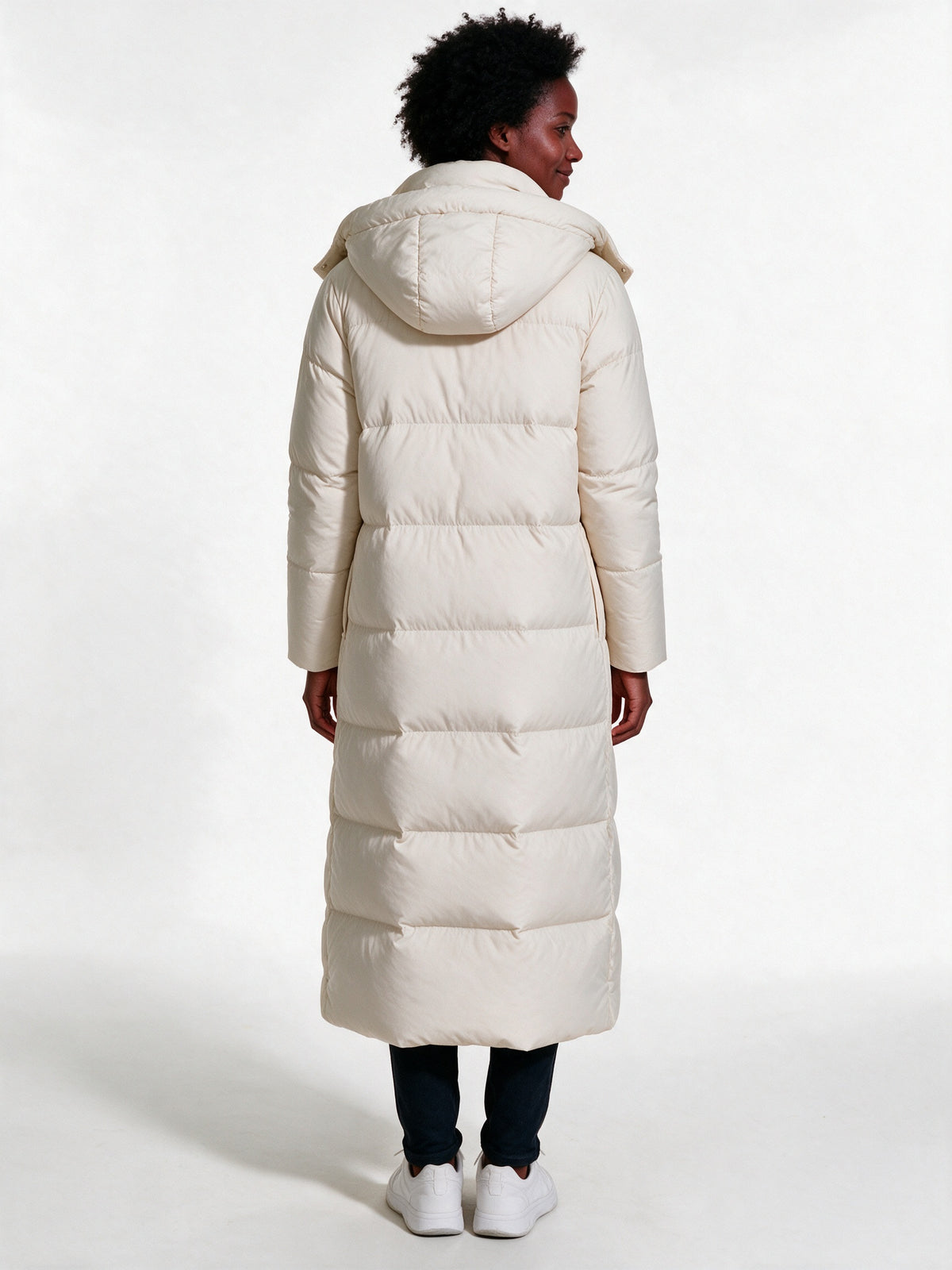Peyton - Women's Maxi Hooded Quilted Puffer Coat - view 5