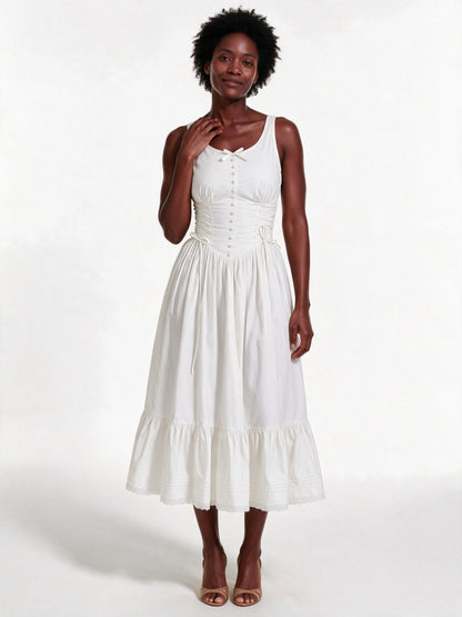 Primrose - Button Front Tiered Hem Midi Dress - view 1