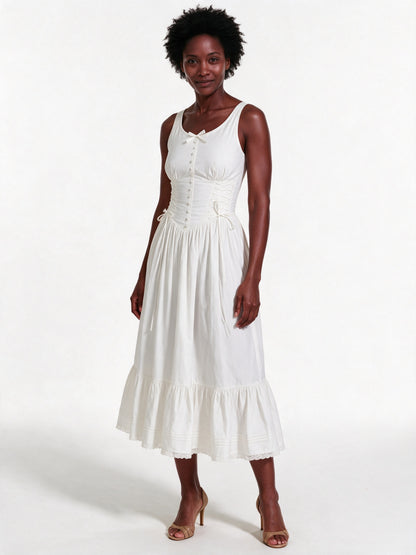 Primrose - Button Front Tiered Hem Midi Dress - view 2