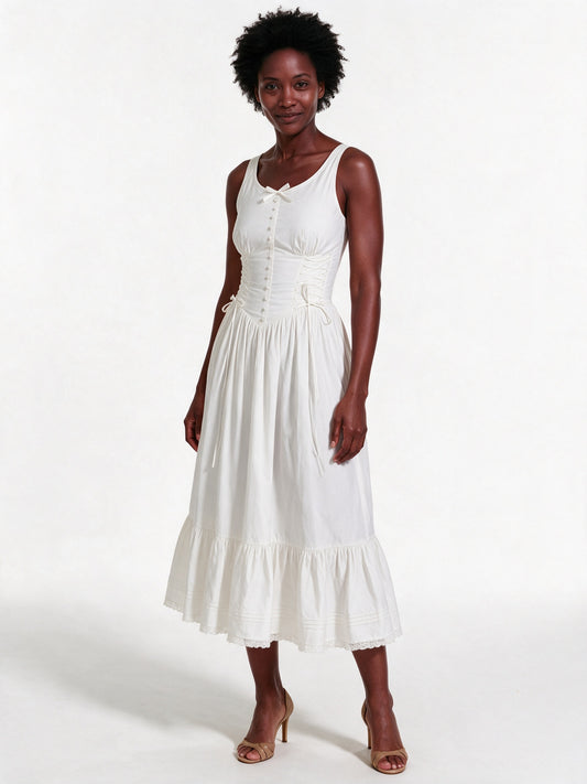 Primrose - Button Front Tiered Hem Midi Dress - view 2