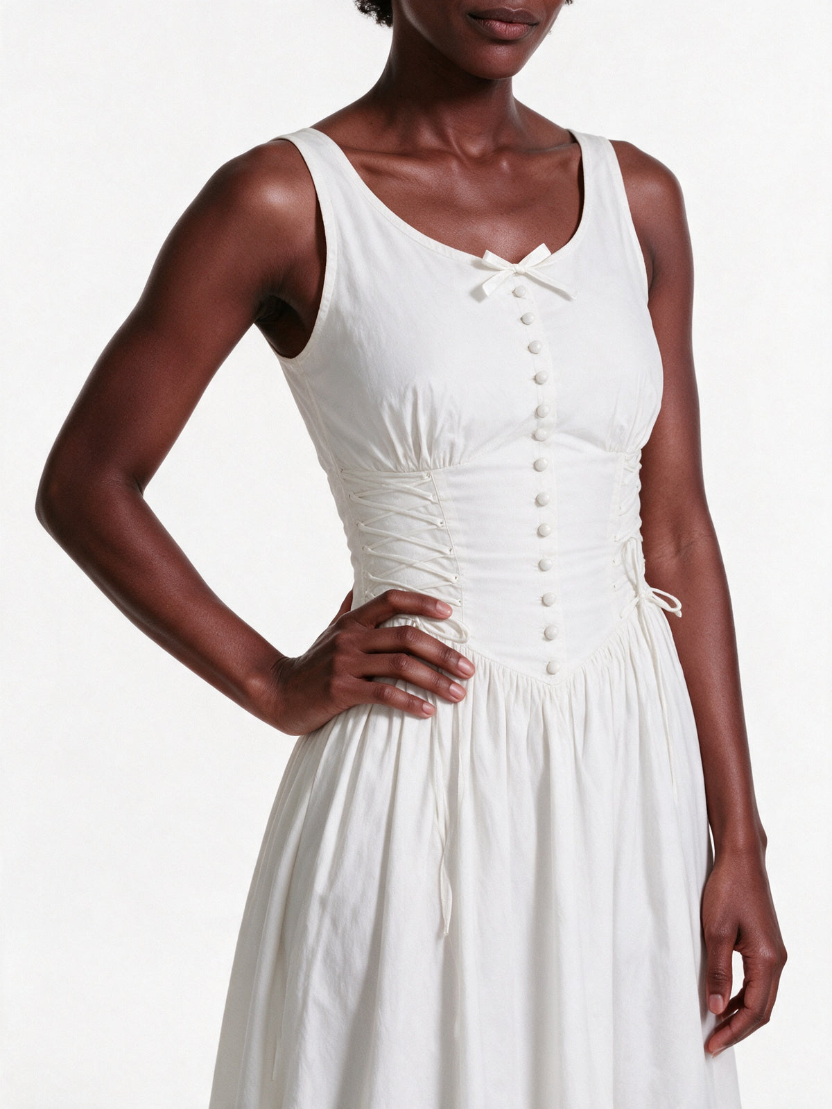 Primrose - Button Front Tiered Hem Midi Dress - view 3