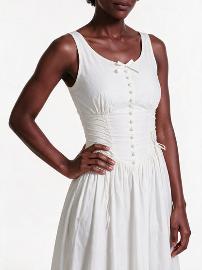 Primrose - Button Front Tiered Hem Midi Dress - view 3