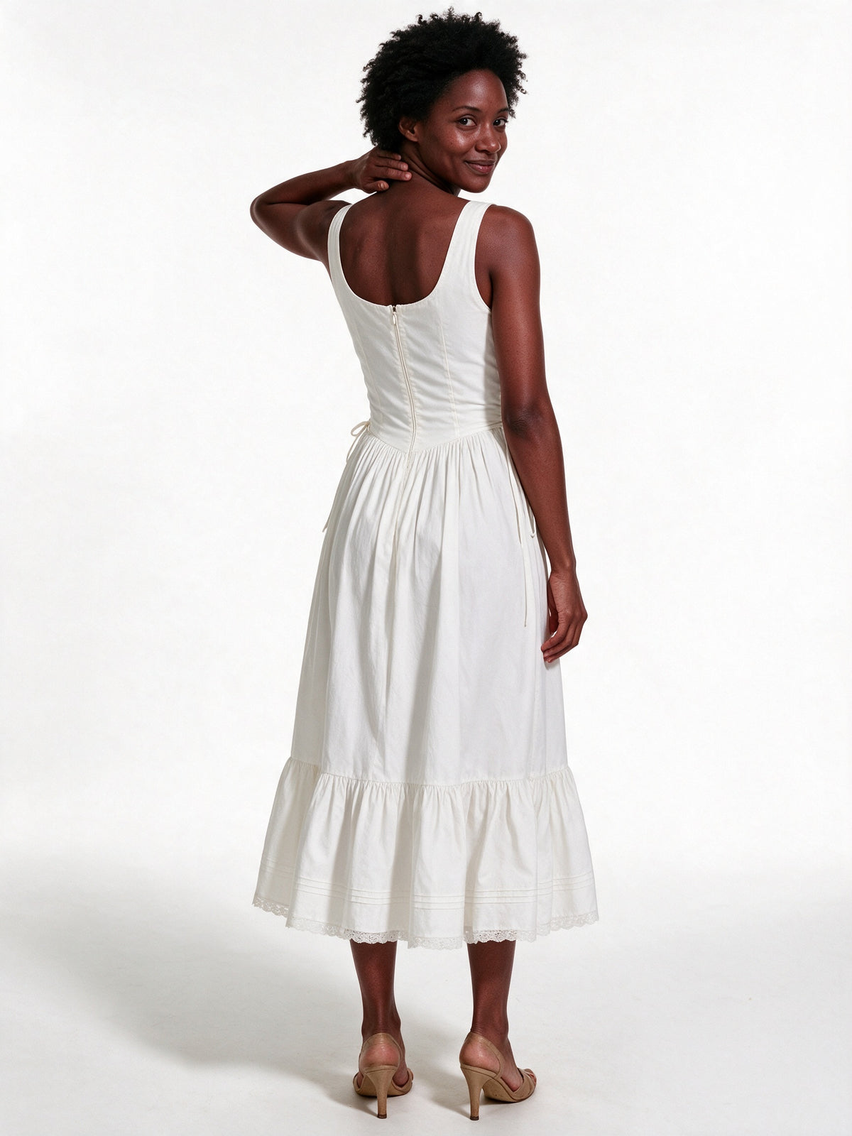 Primrose - Button Front Tiered Hem Midi Dress - view 5