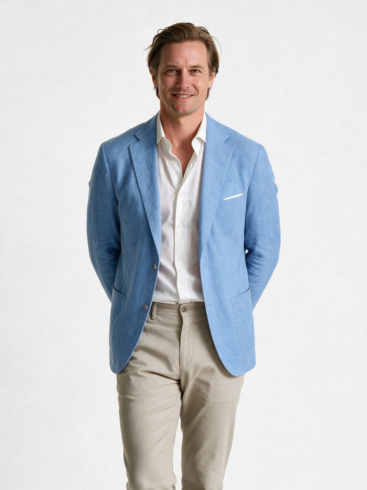 Rafael - Men's Relaxed Textured Blazer with Pocket Square - view 1