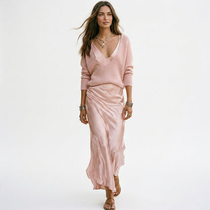 Rafaella - Elegant Satin Midi Formal Dress Set