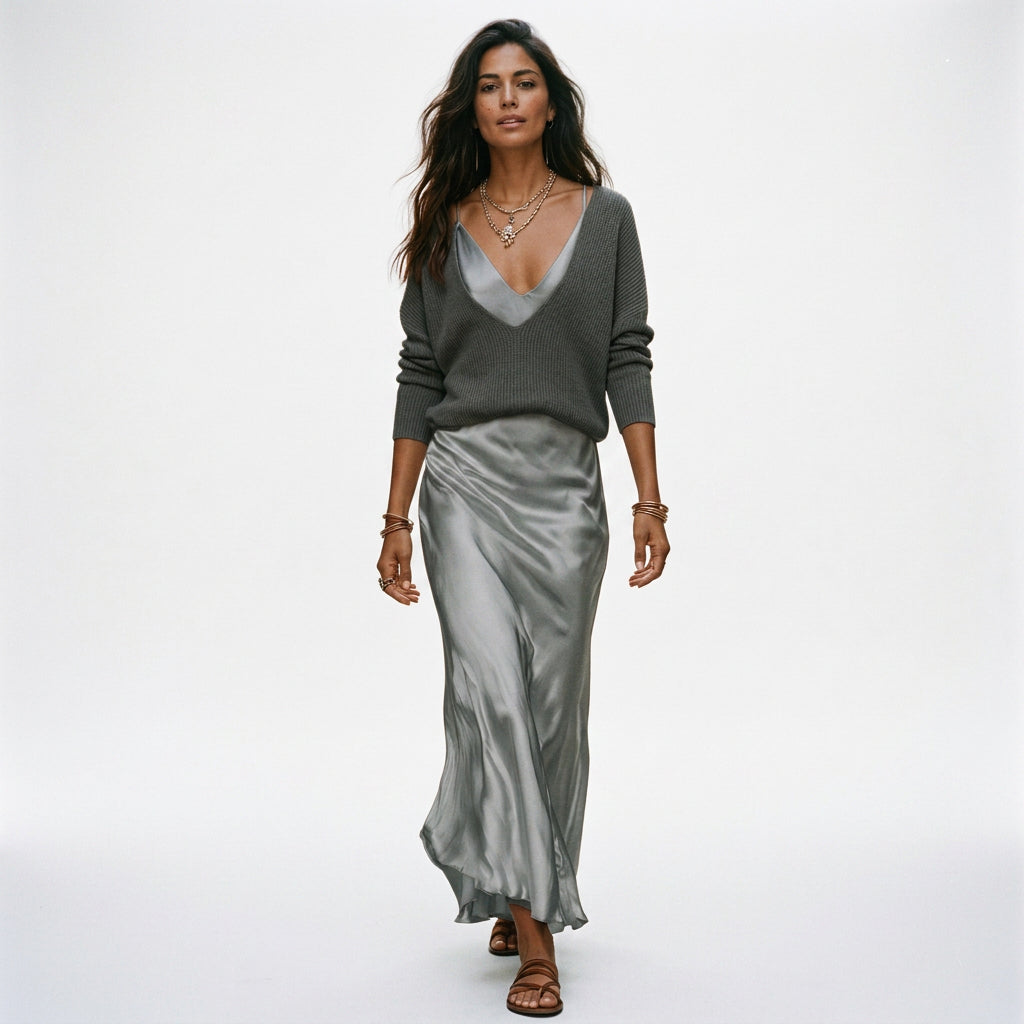 Rafaella - Elegant Satin Midi Formal Dress Set