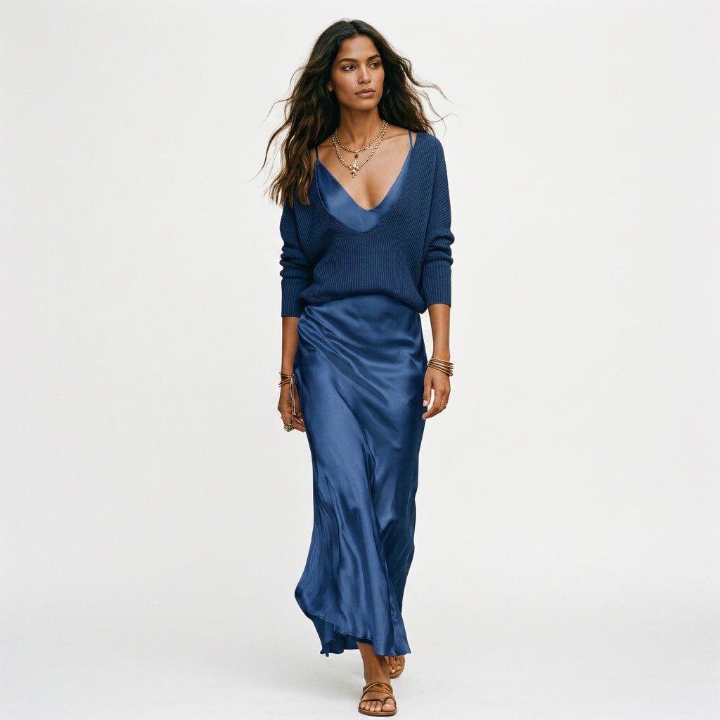 Rafaella - Elegant Satin Midi Formal Dress Set