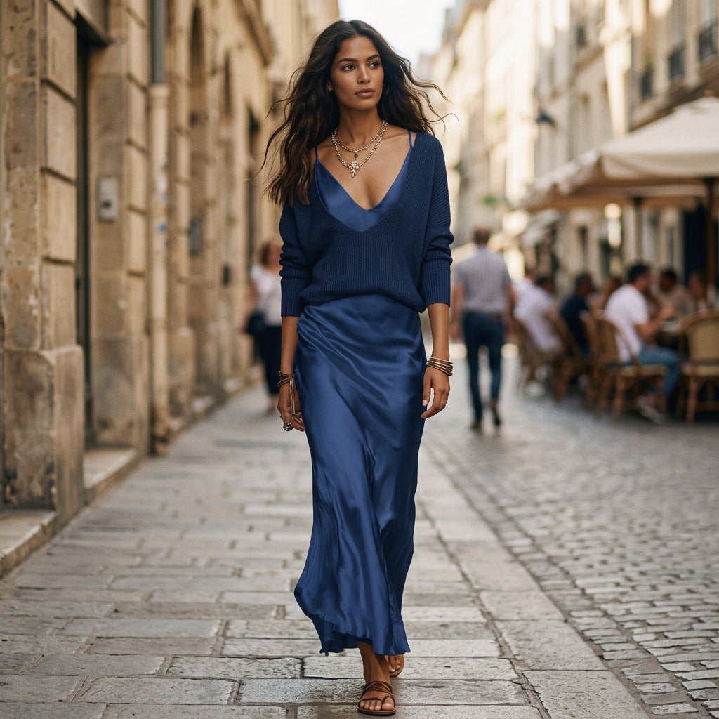 Rafaella - Elegant Satin Midi Formal Dress Set
