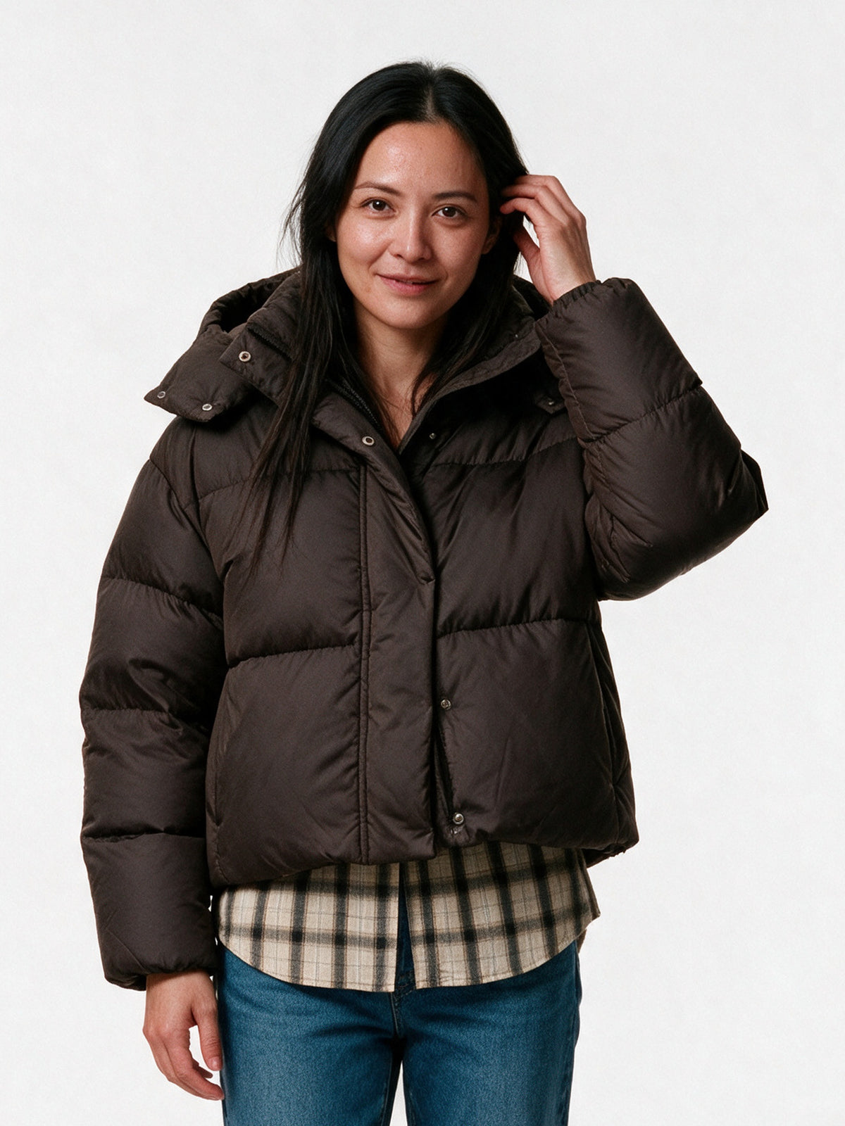 Raissa - Women's Hooded Snap Front Puffer Jacket - view 1