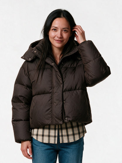 Raissa - Women's Hooded Snap Front Puffer Jacket - view 1
