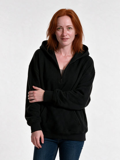 Rakel - Women's Oversized Half Zip Hoodie with Pocket - view 1