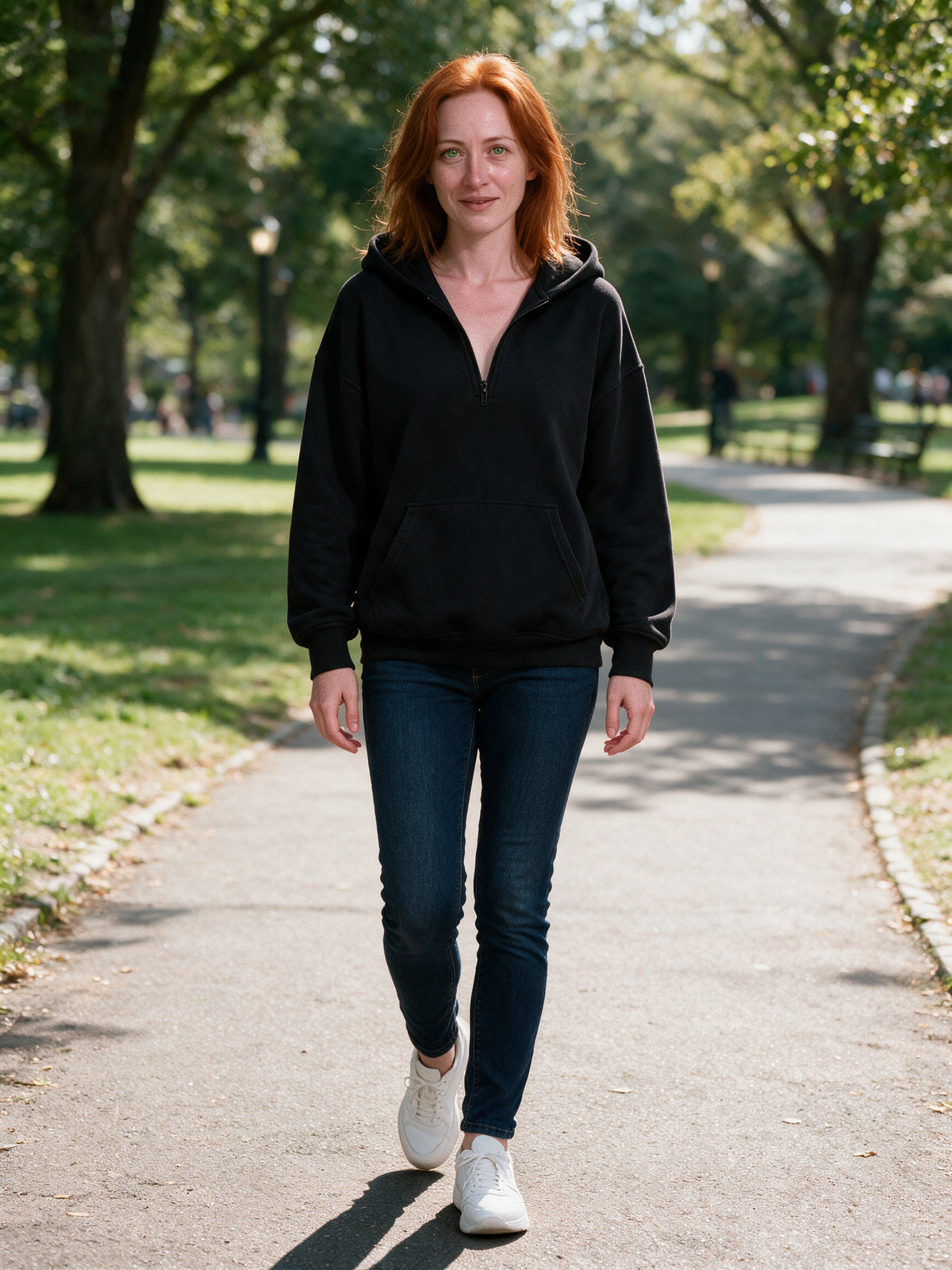 Rakel - Women's Oversized Half Zip Hoodie with Pocket - view 4