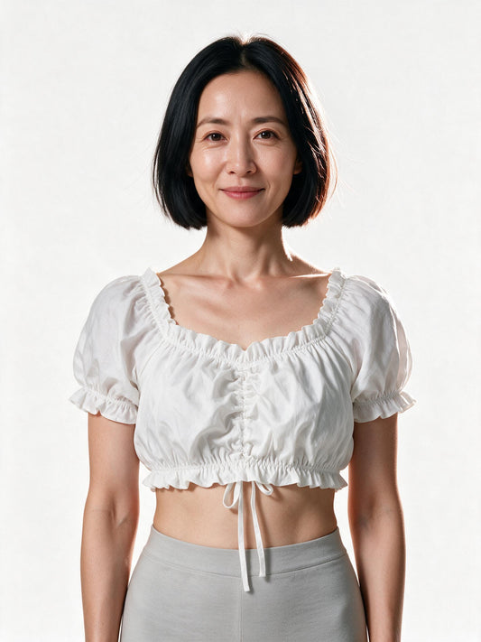 Traditional cropped dirndl blouse in white