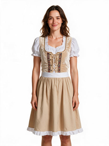 Traditional German dirndl dress in beige