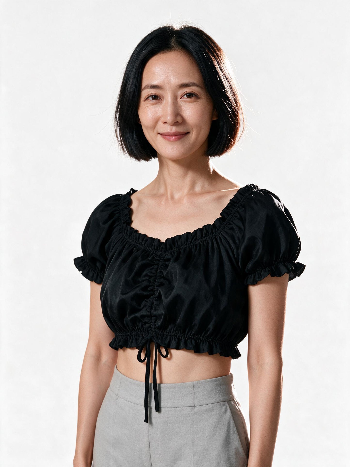 Traditional cropped dirndl blouse in black