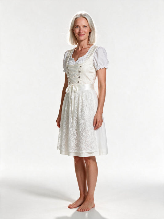 The same brocade dirndl set in white