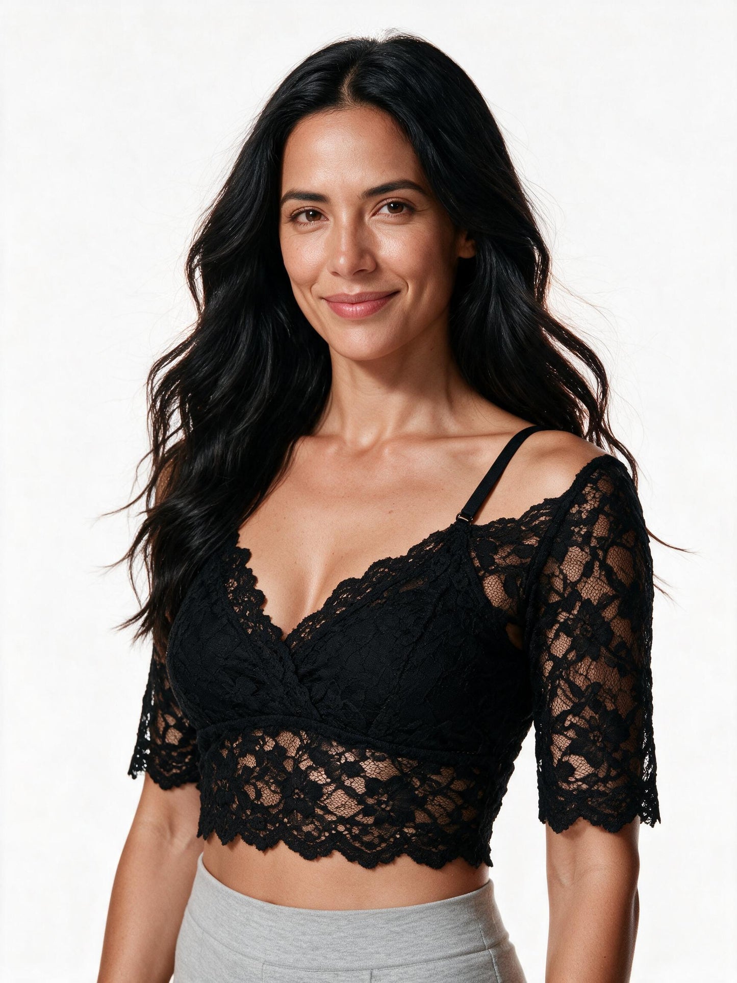The same lace dirndl blouse in the black colourway