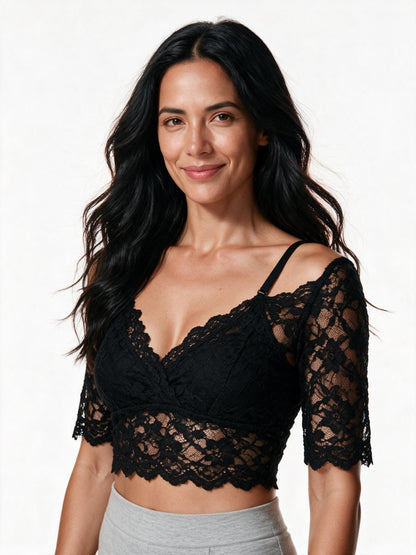 The same lace dirndl blouse in the black colourway
