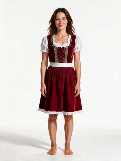 Traditional German dirndl dress in red