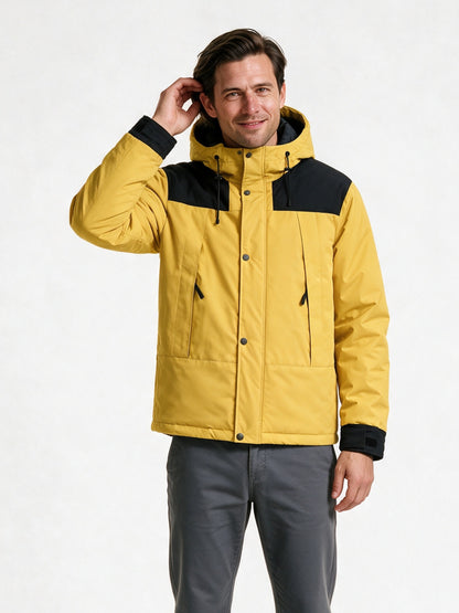 Robin - Unisex Two-Tone Hooded Padded Jacket - Yellow